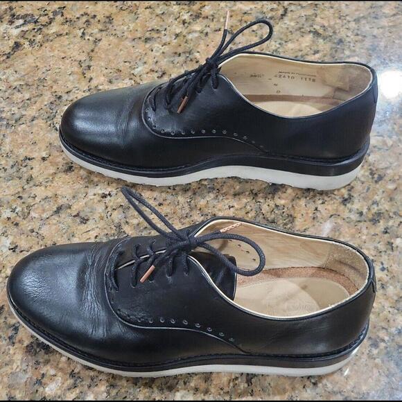 The Office of Angela Scott Mr. Simone Black Leather Oxford Shoes Womens 38.5 8.5 - Picture 4 of 12